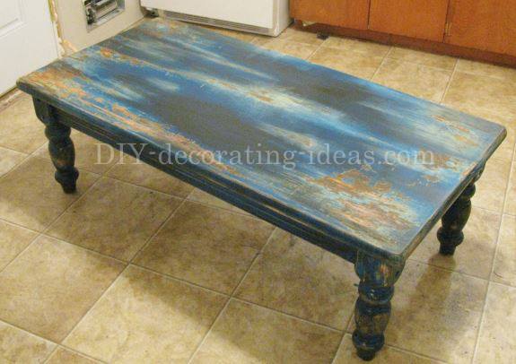 Distressed Aqua Coffee Table