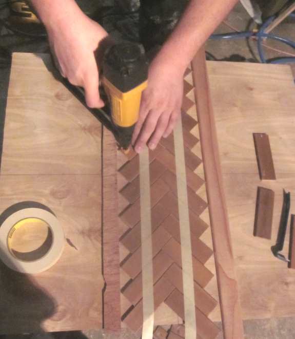 10. Glue then nail your slats into place