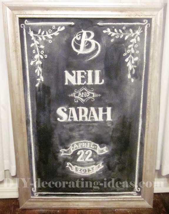 Homemade Chalkboard with Faux Rust Frame