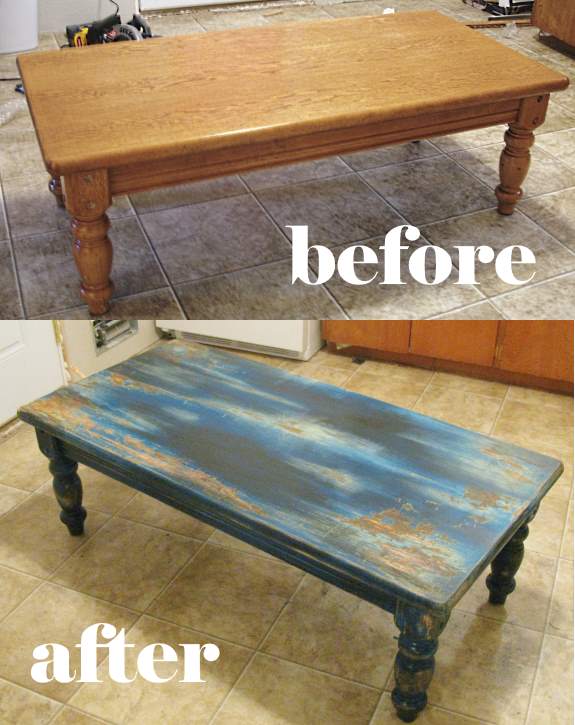 Distressed Aqua Coffee Table